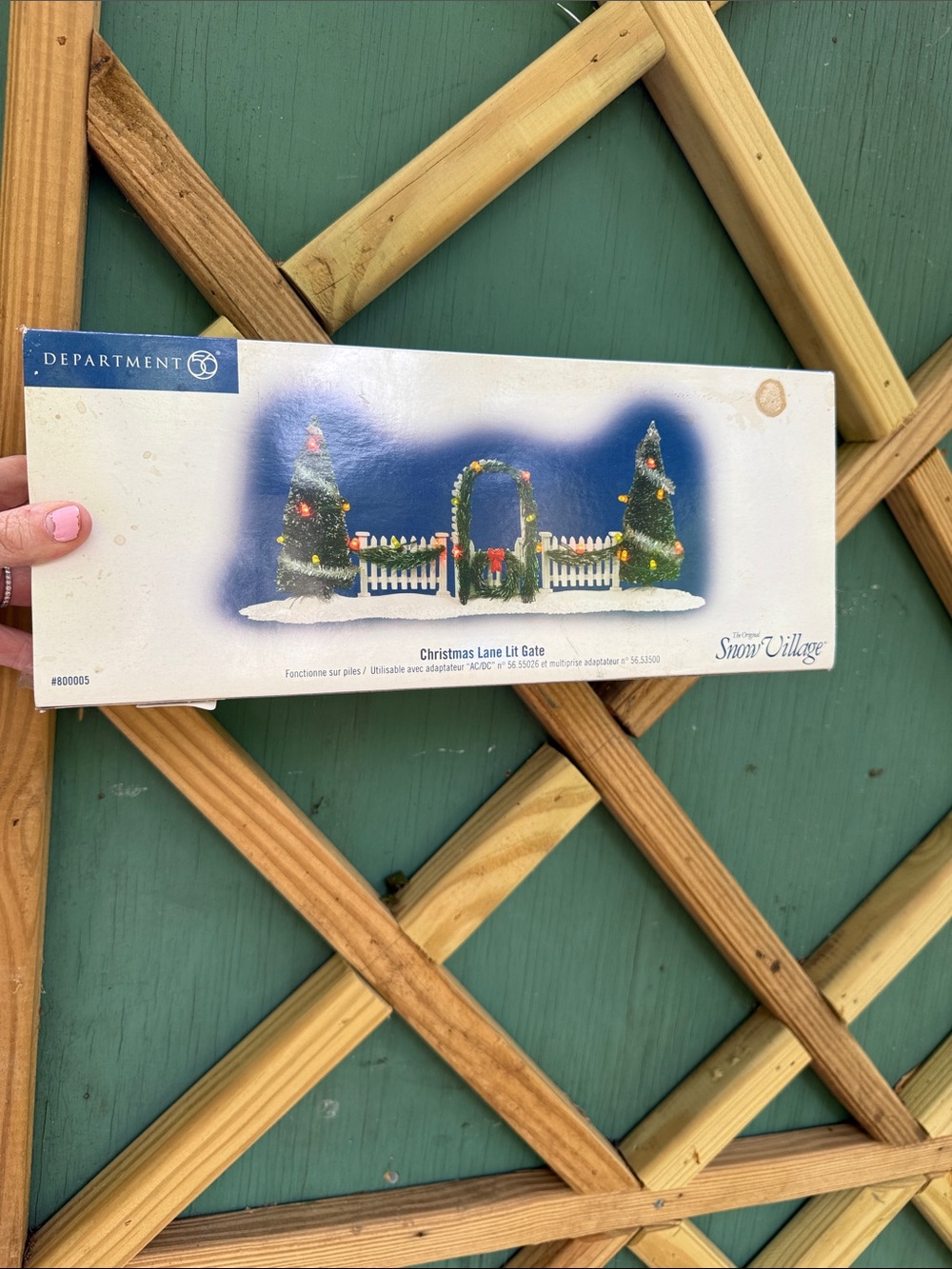 Department 56 Green and White Lit Village Gate with Wreath and Trees